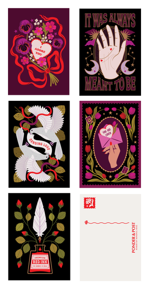 LOVE LETTERS POSTCARD SET 02 — VIKI LESTER - ILLUSTRATOR